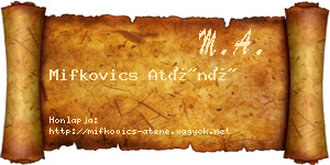 Mifkovics Aténé névjegykártya